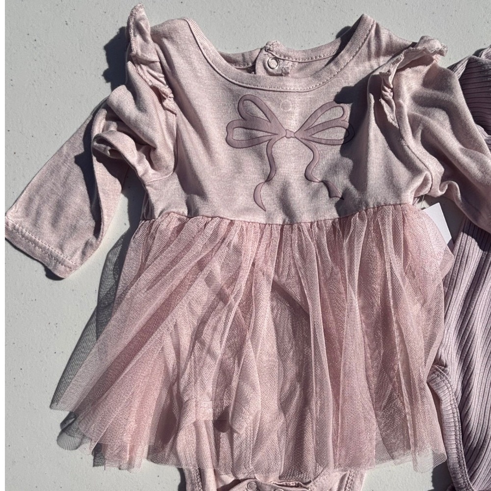 Cozy Couture Baby Bodysuit Set 6-9m Pink Purple Bamboo Tutu Floral NWT 3pc - Picture 4 of 11